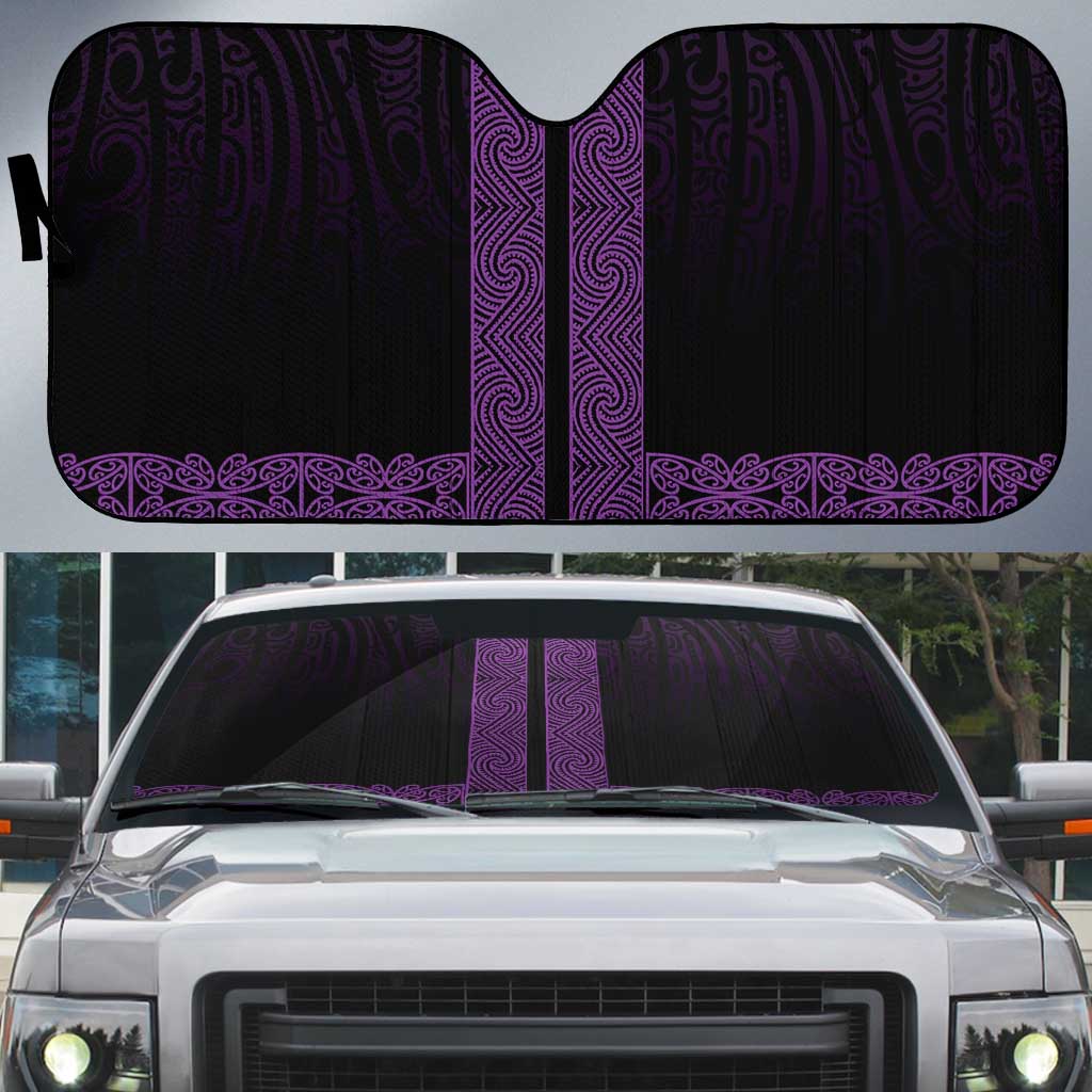 New Zealand Maori Kowhaiwhai Auto Sun Shade Waiporoporo Maui and Mangopare - Aussie Hoodie