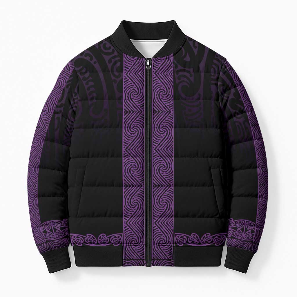 New Zealand Maori Kowhaiwhai Bomber Puffer Jacket Waiporoporo Maui and Mangopare - Aussie Hoodie