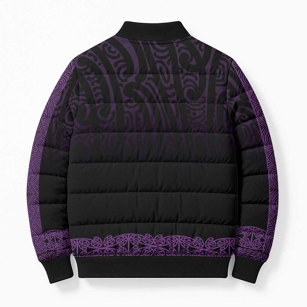 New Zealand Maori Kowhaiwhai Bomber Puffer Jacket Waiporoporo Maui and Mangopare - Aussie Hoodie
