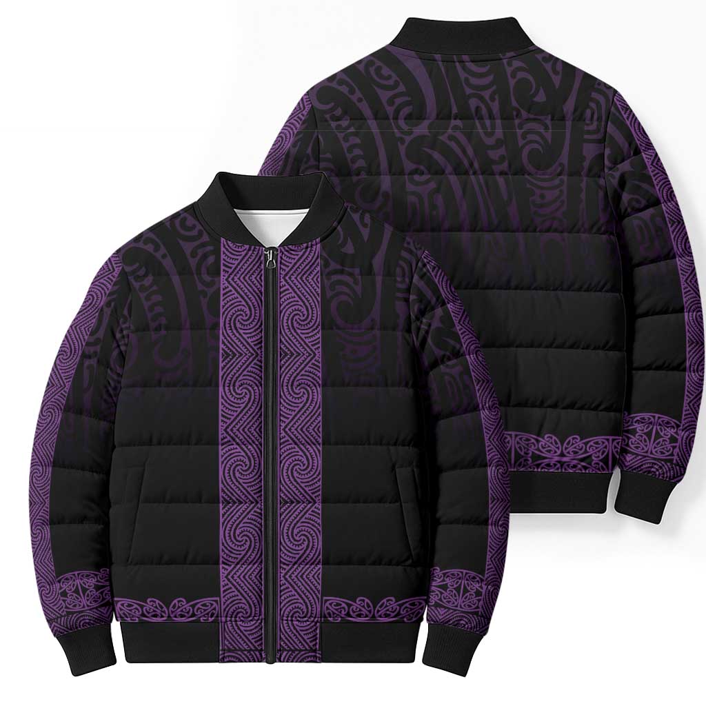New Zealand Maori Kowhaiwhai Bomber Puffer Jacket Waiporoporo Maui and Mangopare - Aussie Hoodie