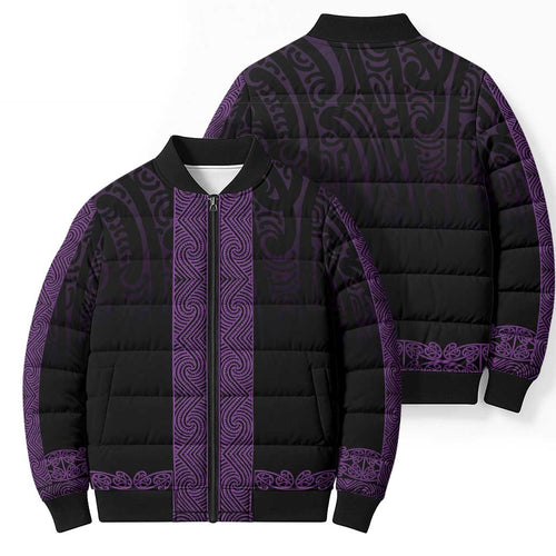 New Zealand Maori Kowhaiwhai Bomber Puffer Jacket Waiporoporo Maui and Mangopare - Aussie Hoodie
