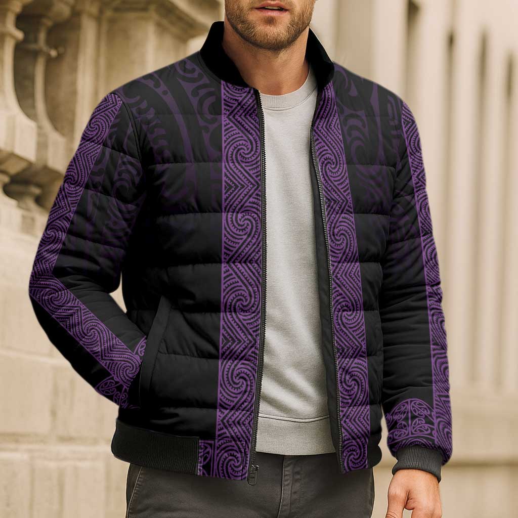 New Zealand Maori Kowhaiwhai Bomber Puffer Jacket Waiporoporo Maui and Mangopare - Aussie Hoodie