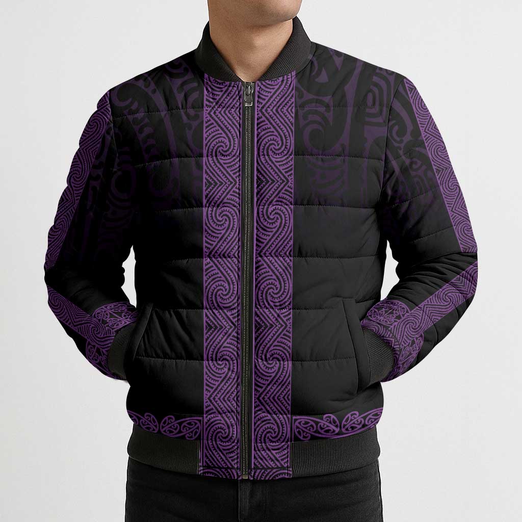 New Zealand Maori Kowhaiwhai Bomber Puffer Jacket Waiporoporo Maui and Mangopare - Aussie Hoodie
