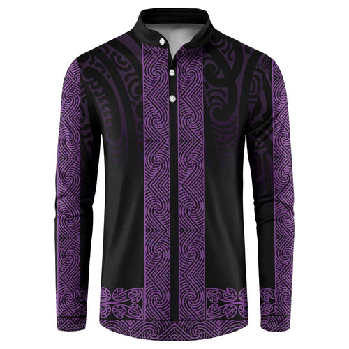 New Zealand Maori Kowhaiwhai Button Sweatshirt Waiporoporo Maui and Mangopare