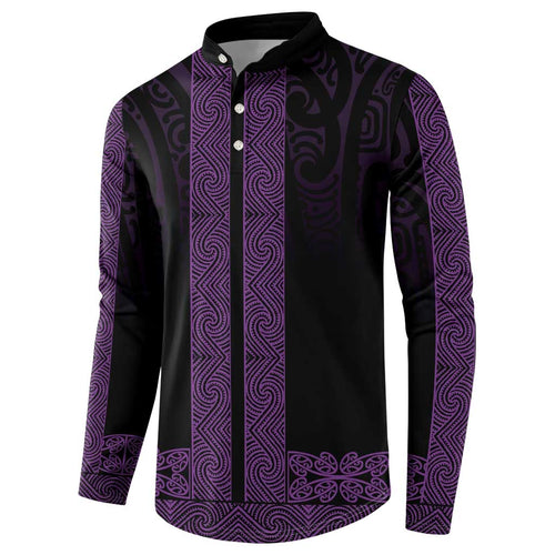 New Zealand Maori Kowhaiwhai Button Sweatshirt Waiporoporo Maui and Mangopare