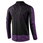 New Zealand Maori Kowhaiwhai Button Sweatshirt Waiporoporo Maui and Mangopare