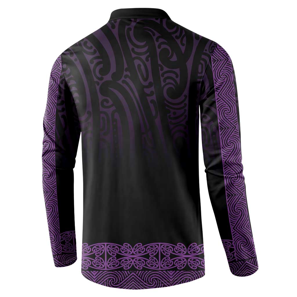 New Zealand Maori Kowhaiwhai Button Sweatshirt Waiporoporo Maui and Mangopare