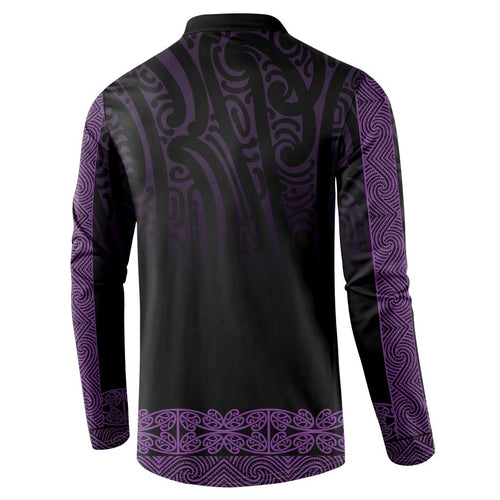 New Zealand Maori Kowhaiwhai Button Sweatshirt Waiporoporo Maui and Mangopare