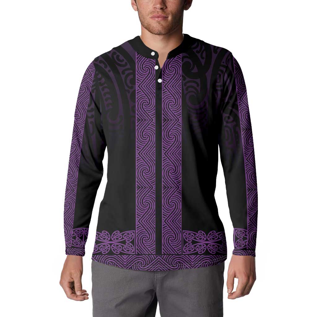 New Zealand Maori Kowhaiwhai Button Sweatshirt Waiporoporo Maui and Mangopare