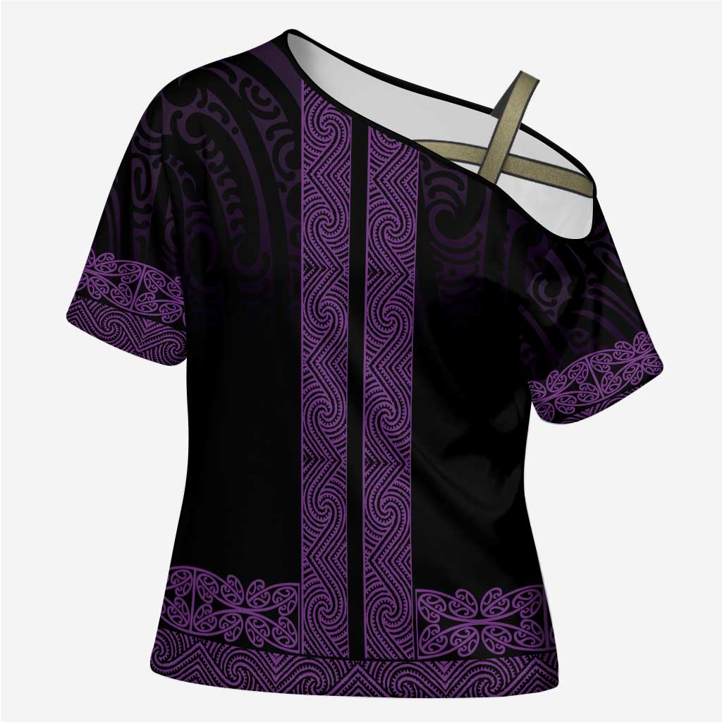 New Zealand Maori Kowhaiwhai Cross Shoulder Shirt Waiporoporo Maui and Mangopare - Aussie Hoodie