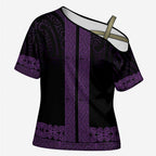 New Zealand Maori Kowhaiwhai Cross Shoulder Shirt Waiporoporo Maui and Mangopare - Aussie Hoodie
