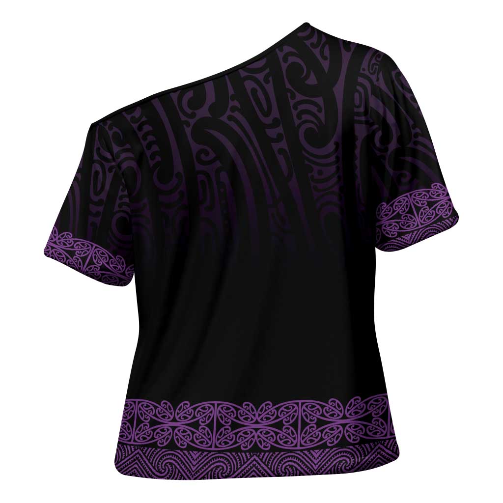 New Zealand Maori Kowhaiwhai Cross Shoulder Shirt Waiporoporo Maui and Mangopare - Aussie Hoodie