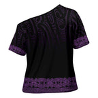 New Zealand Maori Kowhaiwhai Cross Shoulder Shirt Waiporoporo Maui and Mangopare - Aussie Hoodie
