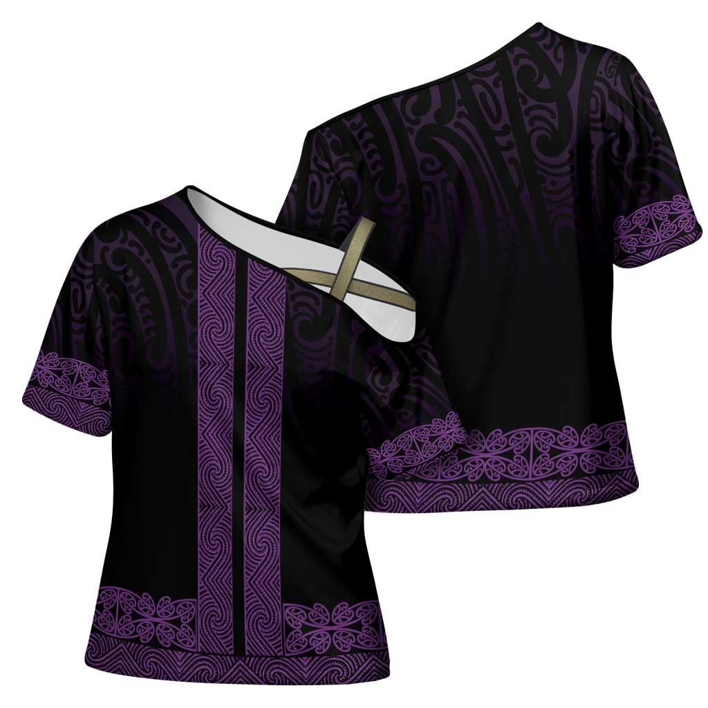 New Zealand Maori Kowhaiwhai Cross Shoulder Shirt Waiporoporo Maui and Mangopare - Aussie Hoodie