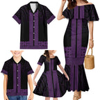 New Zealand Maori Kowhaiwhai Family Matching Mermaid Dress and Hawaiian Shirt Waiporoporo Maui and Mangopare