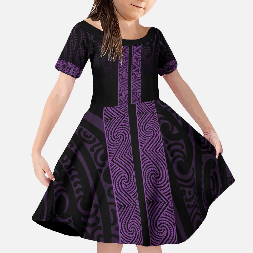 New Zealand Maori Kowhaiwhai Family Matching Off Shoulder Maxi Dress and Hawaiian Shirt Waiporoporo Maui and Mangopare