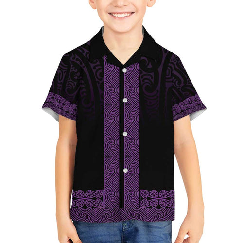 New Zealand Maori Kowhaiwhai Family Matching Off Shoulder Maxi Dress and Hawaiian Shirt Waiporoporo Maui and Mangopare