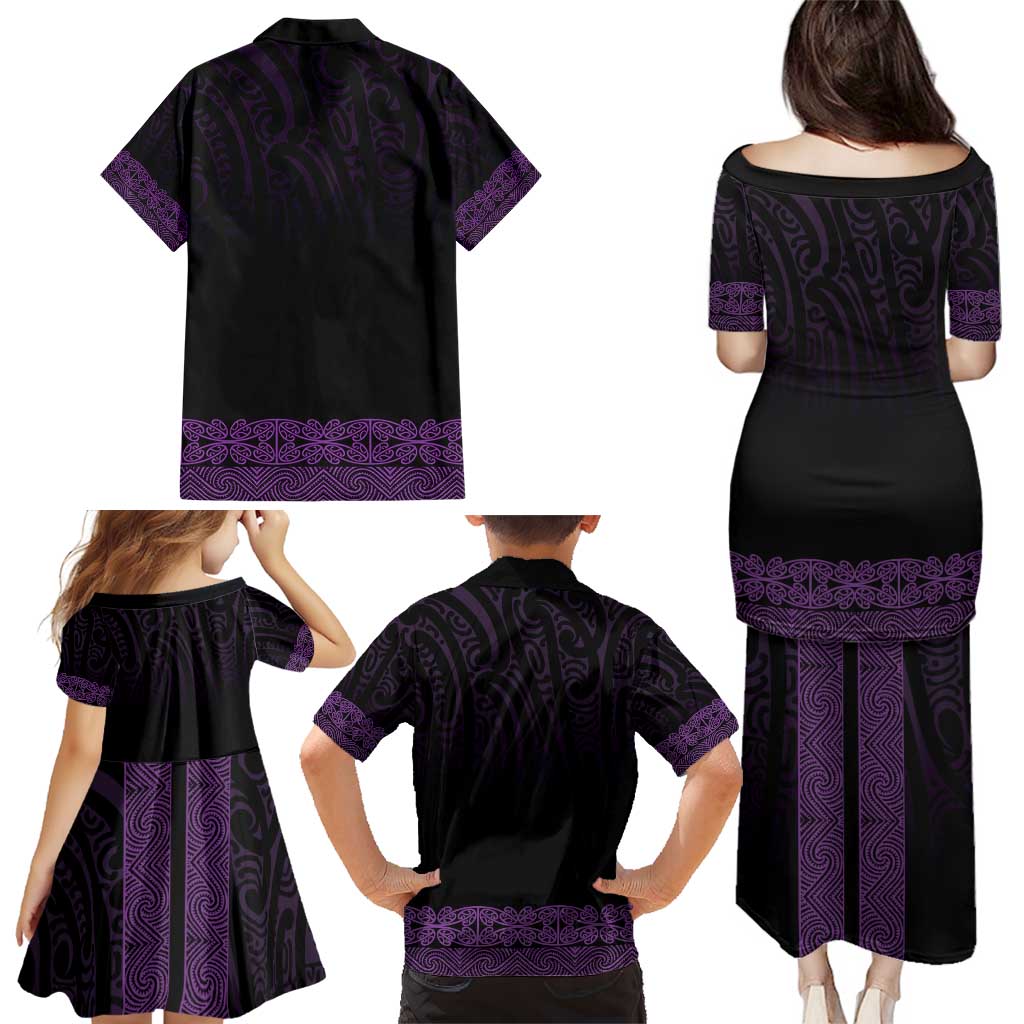 New Zealand Maori Kowhaiwhai Family Matching Puletasi and Hawaiian Shirt Waiporoporo Maui and Mangopare