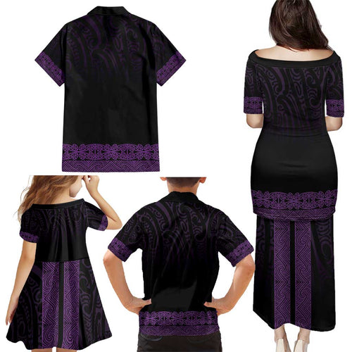 New Zealand Maori Kowhaiwhai Family Matching Puletasi and Hawaiian Shirt Waiporoporo Maui and Mangopare