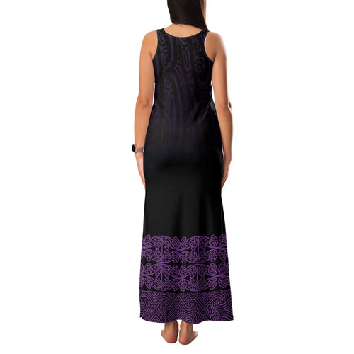 New Zealand Maori Kowhaiwhai Family Matching Tank Maxi Dress and Hawaiian Shirt Waiporoporo Maui and Mangopare