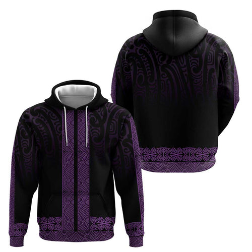 New Zealand Maori Kowhaiwhai Hoodie Waiporoporo Maui and Mangopare