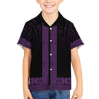 New Zealand Maori Kowhaiwhai Kid Hawaiian Shirt Waiporoporo Maui and Mangopare