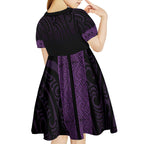 New Zealand Maori Kowhaiwhai Kid Short Sleeve Dress Waiporoporo Maui and Mangopare