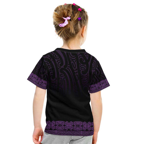 New Zealand Maori Kowhaiwhai Kid T Shirt Waiporoporo Maui and Mangopare