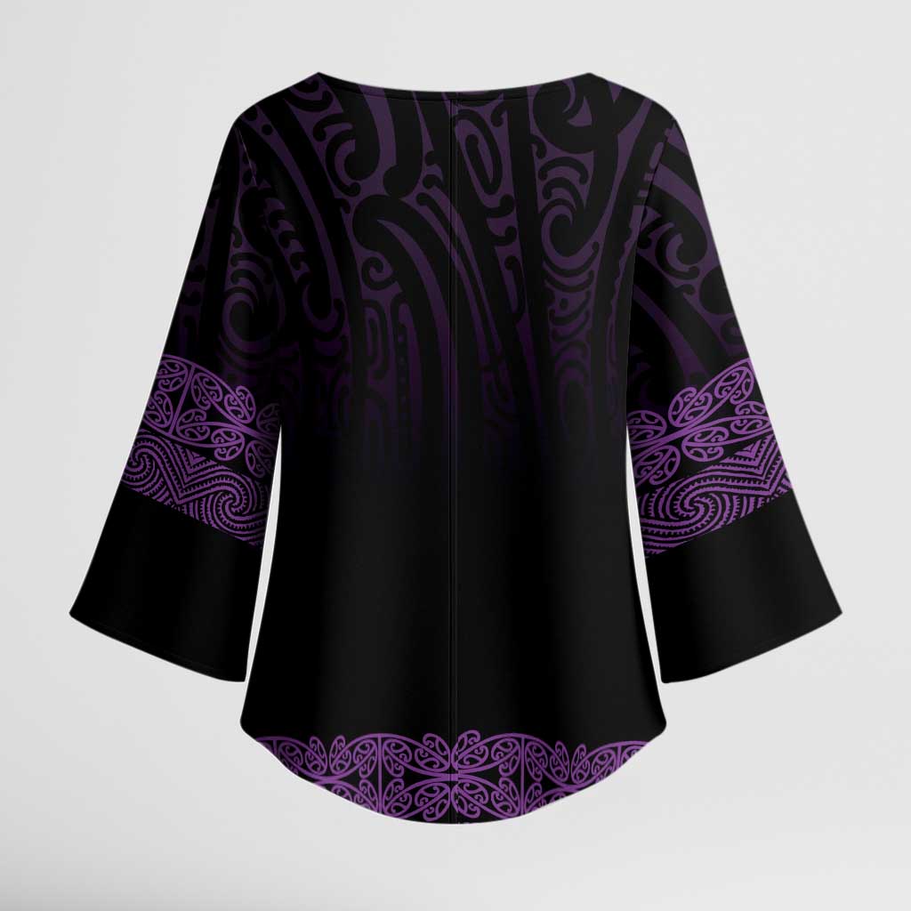 New Zealand Maori Kowhaiwhai Kimono Sleeve Blouse Waiporoporo Maui and Mangopare - Aussie Hoodie