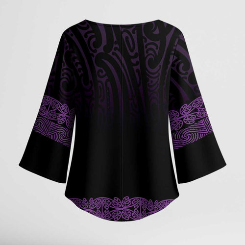 New Zealand Maori Kowhaiwhai Kimono Sleeve Blouse Waiporoporo Maui and Mangopare - Aussie Hoodie