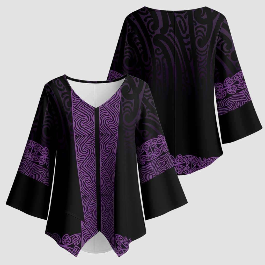 New Zealand Maori Kowhaiwhai Kimono Sleeve Blouse Waiporoporo Maui and Mangopare - Aussie Hoodie