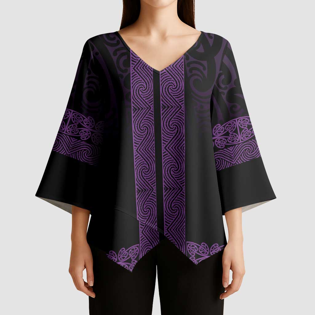 New Zealand Maori Kowhaiwhai Kimono Sleeve Blouse Waiporoporo Maui and Mangopare - Aussie Hoodie