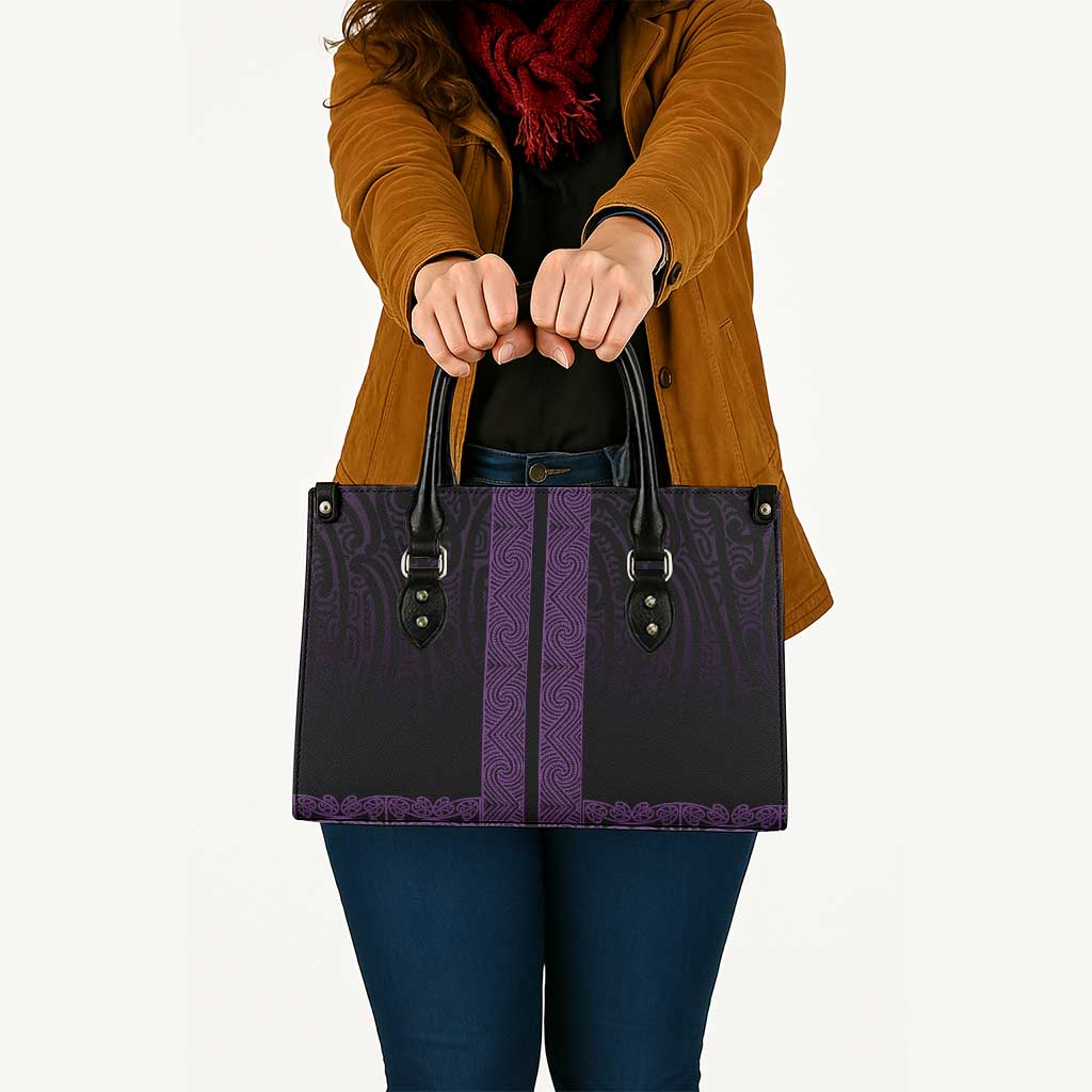 New Zealand Maori Kowhaiwhai Leather Bag Waiporoporo Maui and Mangopare - Aussie Hoodie