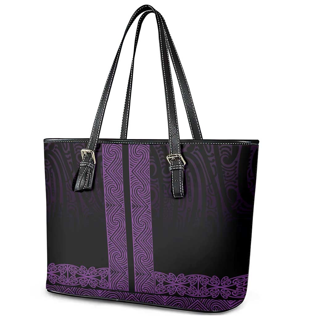 New Zealand Maori Kowhaiwhai Leather Tote Bag Waiporoporo Maui and Mangopare