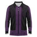 New Zealand Maori Kowhaiwhai Long Sleeve Polo Shirt Waiporoporo Maui and Mangopare