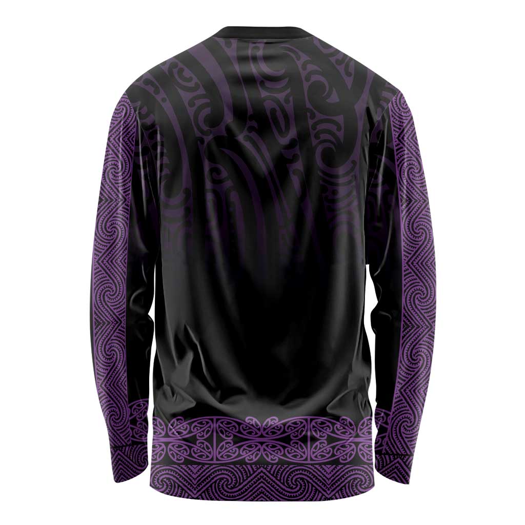 New Zealand Maori Kowhaiwhai Long Sleeve Shirt Waiporoporo Maui and Mangopare