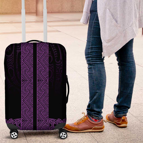 New Zealand Maori Kowhaiwhai Luggage Cover Waiporoporo Maui and Mangopare