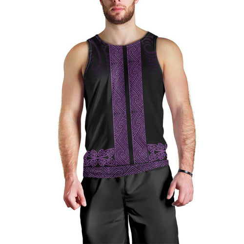 New Zealand Maori Kowhaiwhai Men Tank Top Waiporoporo Maui and Mangopare
