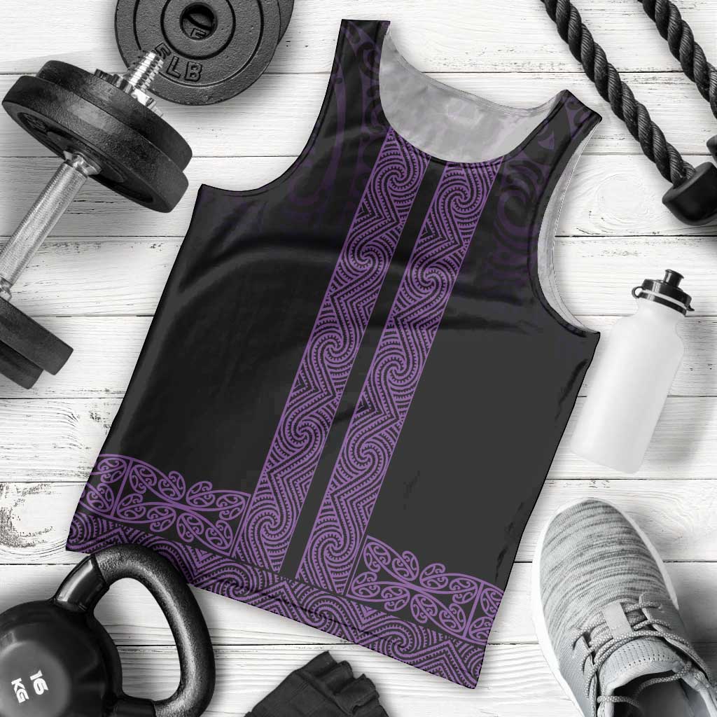 New Zealand Maori Kowhaiwhai Men Tank Top Waiporoporo Maui and Mangopare
