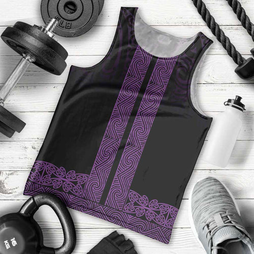 New Zealand Maori Kowhaiwhai Men Tank Top Waiporoporo Maui and Mangopare
