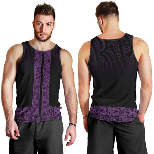 New Zealand Maori Kowhaiwhai Men Tank Top Waiporoporo Maui and Mangopare