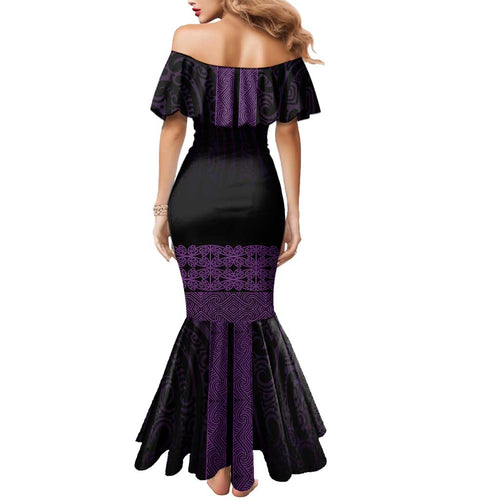 New Zealand Maori Kowhaiwhai Mermaid Dress Waiporoporo Maui and Mangopare