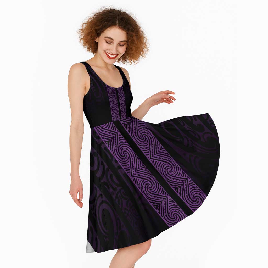 New Zealand Maori Kowhaiwhai Midi Dress Waiporoporo Maui and Mangopare - Aussie Hoodie