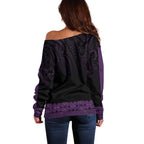 New Zealand Maori Kowhaiwhai Off Shoulder Sweater Waiporoporo Maui and Mangopare