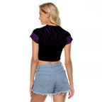New Zealand Maori Kowhaiwhai Raglan Cropped T Shirt Waiporoporo Maui and Mangopare