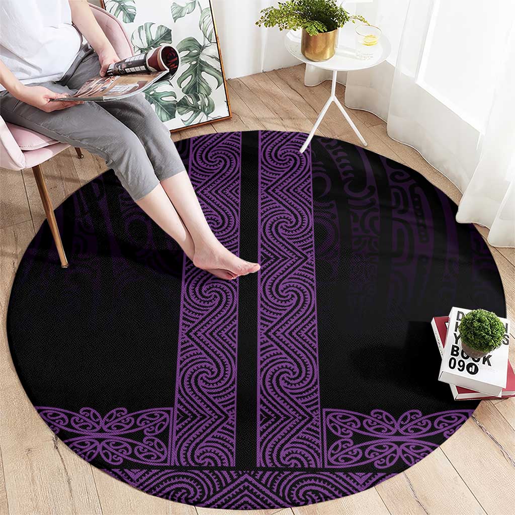 New Zealand Maori Kowhaiwhai Round Carpet Waiporoporo Maui and Mangopare