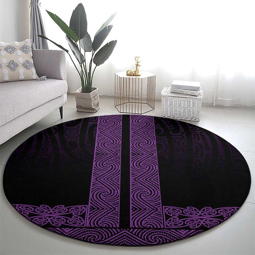 New Zealand Maori Kowhaiwhai Round Carpet Waiporoporo Maui and Mangopare