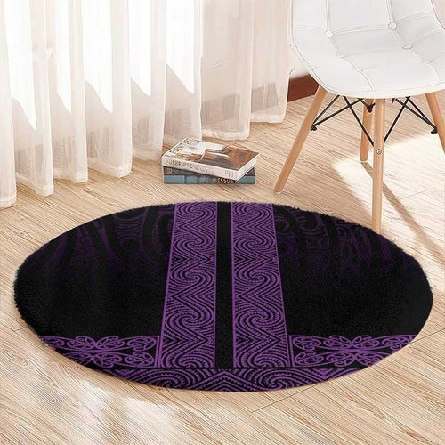 New Zealand Maori Kowhaiwhai Round Carpet Waiporoporo Maui and Mangopare