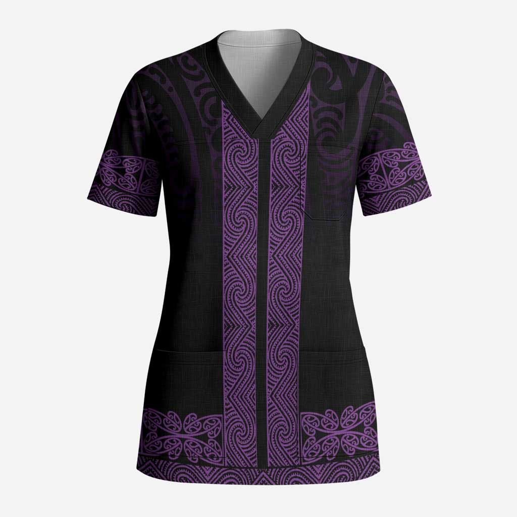 New Zealand Maori Kowhaiwhai Scrub Top Waiporoporo Maui and Mangopare - Aussie Hoodie