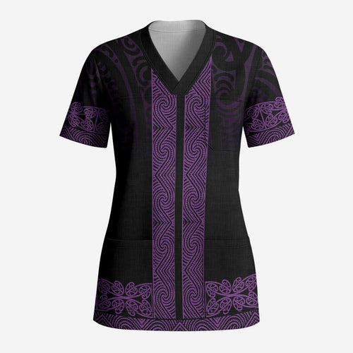 New Zealand Maori Kowhaiwhai Scrub Top Waiporoporo Maui and Mangopare - Aussie Hoodie